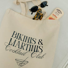 Load image into Gallery viewer, Bikinis &amp; Martinis Cocktail Club Tote Bag
